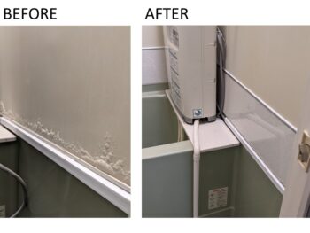 朝霞市K様邸　浴室周りの壁が水膨れをおこしていました。下処理をして硬質パネルを貼りました。